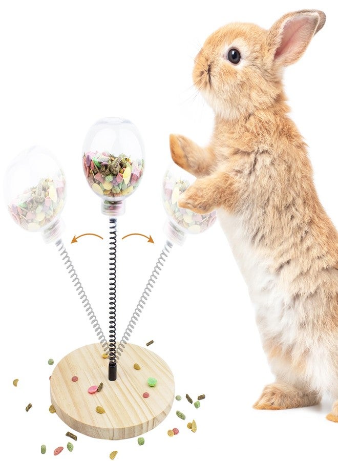 FlidRunest Rabbit Foraging Ball with Wooden Base, Interactive Slow Feed Treat Ball Release Puzzle Toy for Rabbit, Feeder Boredom Busting Fun Maintain Your Bunny Entertained - Image 1